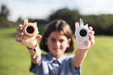 odalzoo walkie talkie set fox and unicorn, child is showing the walkie talkies