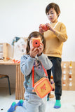odalsilicon bag fox and urban zoo fox digital kids camera, children are playing with the cameras at kidsroom, bag around childs neck